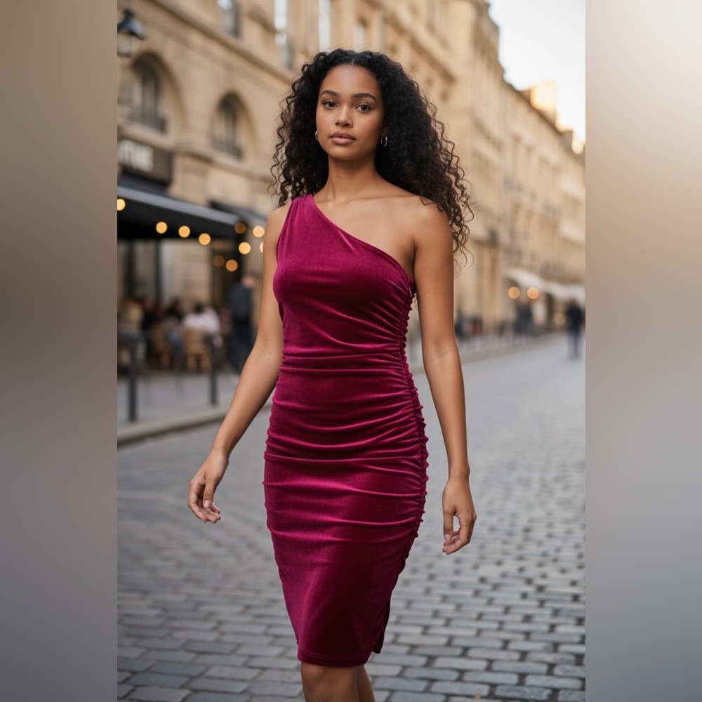 House of Harlow 1960 One-Shoulder Fuchsia Dress